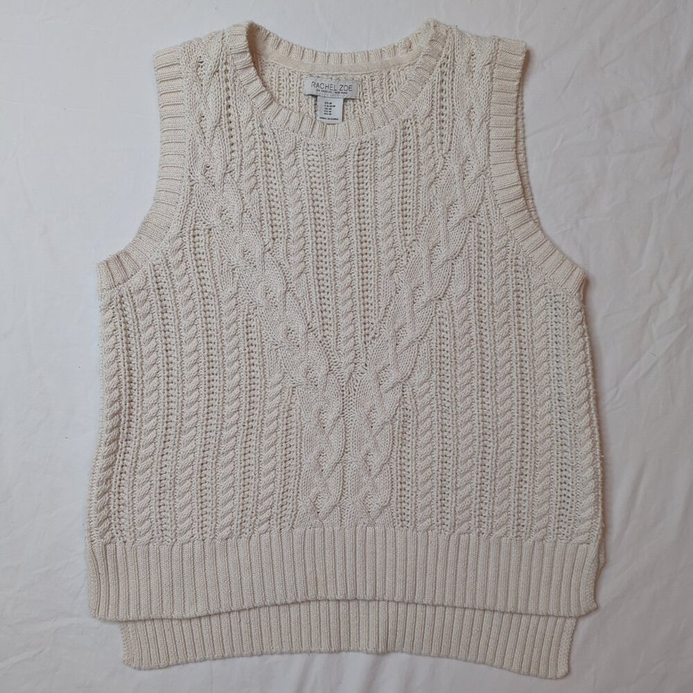 Rachel Zoe Cream Cable Knit Sweater Vest, Size Medium